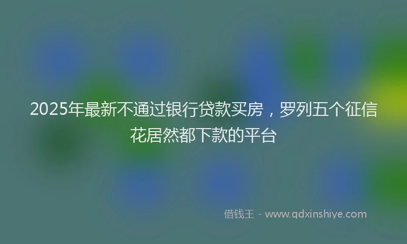 2025年最新不通过银行贷款买房，罗列五个征信花居然都下款的平台