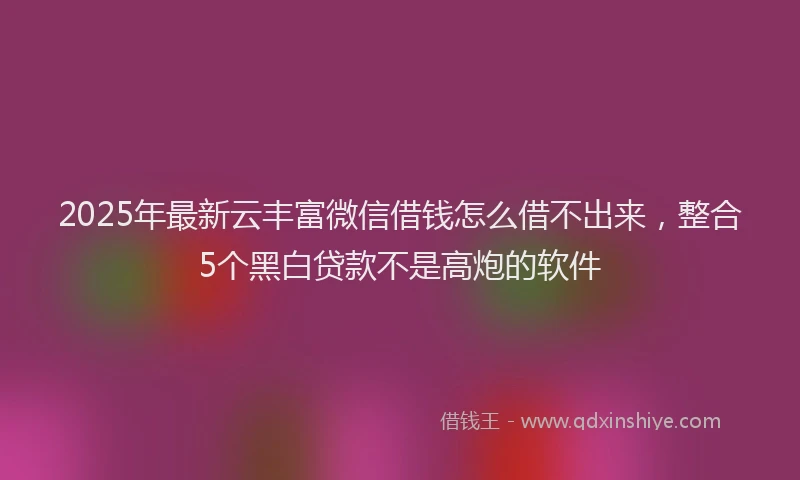 2025年最新云丰富微信借钱怎么借不出来，整合5个黑白贷款不是高炮的软件