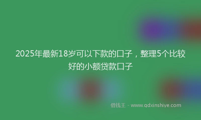 2025年最新18岁可以下款的口子，整理5个比较好的小额贷款口子