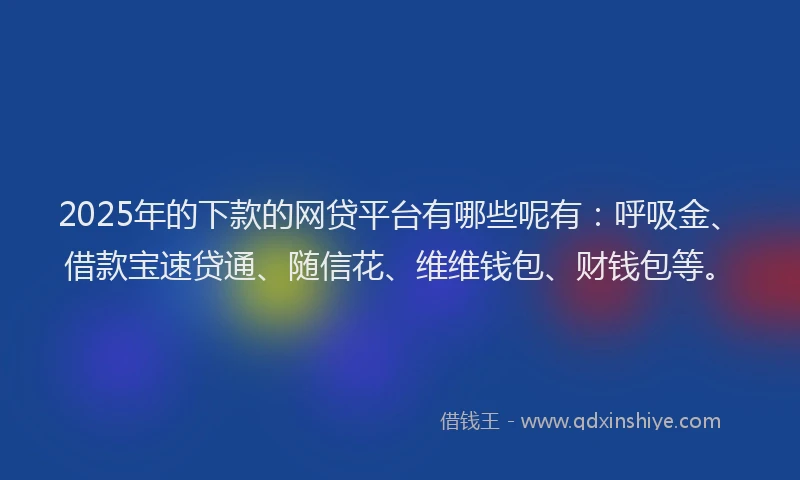2025年的下款的网贷平台有哪些呢有：呼吸金、借款宝速贷通、随信花、维维钱包、财钱包等。