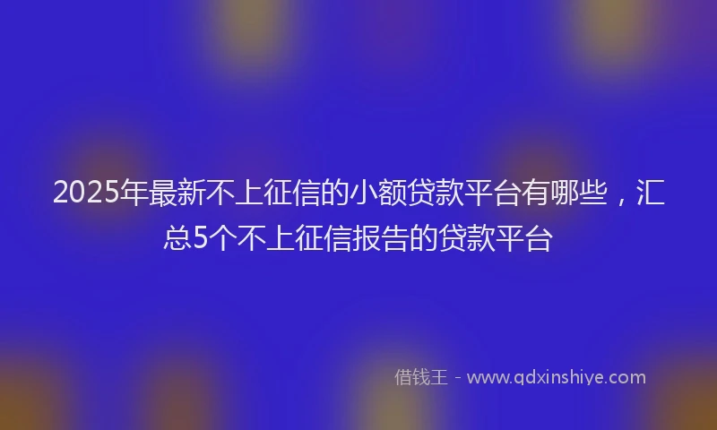 2025年最新不上征信的小额贷款平台有哪些，汇总5个不上征信报告的贷款平台