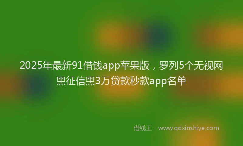 2025年最新91借钱app苹果版，罗列5个无视网黑征信黑3万贷款秒款app名单