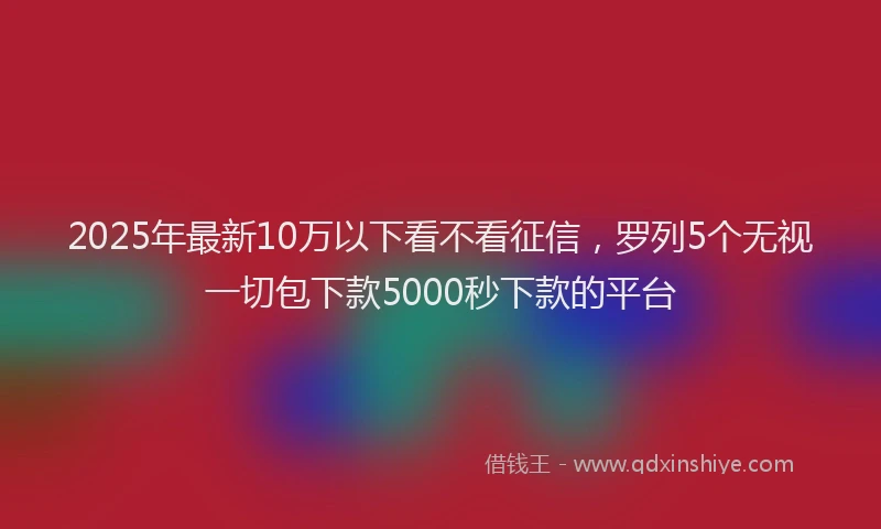 2025年最新10万以下看不看征信，罗列5个无视一切包下款5000秒下款的平台