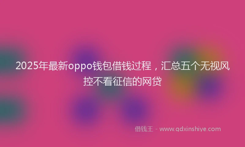 2025年最新oppo钱包借钱过程，汇总五个无视风控不看征信的网贷