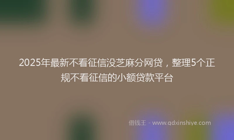 2025年最新不看征信没芝麻分网贷，整理5个正规不看征信的小额贷款平台