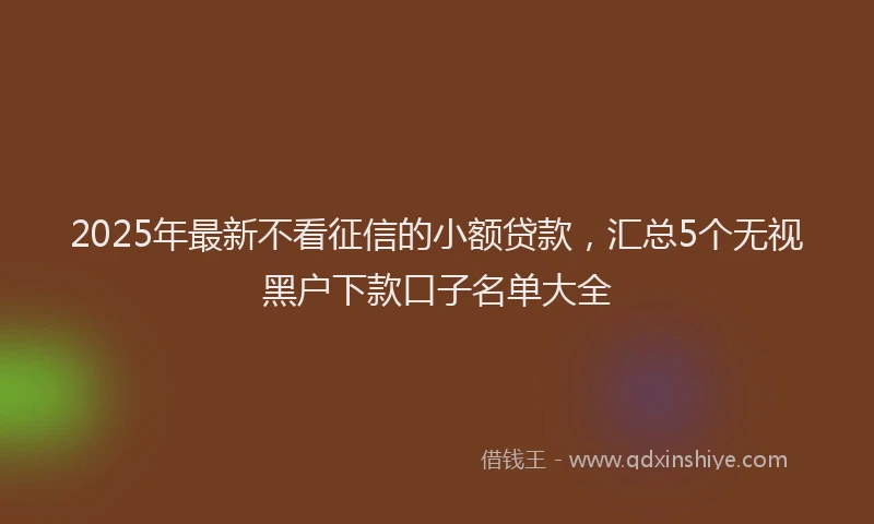 2025年最新不看征信的小额贷款，汇总5个无视黑户下款口子名单大全