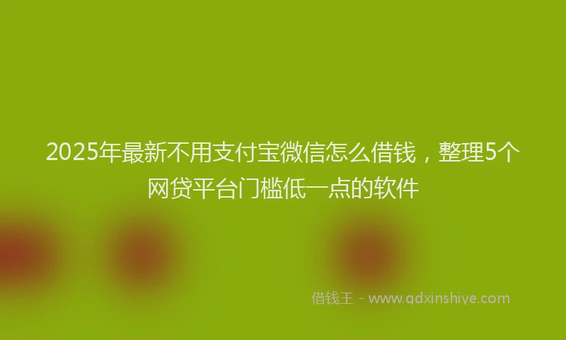 2025年最新不用支付宝微信怎么借钱，整理5个网贷平台门槛低一点的软件
