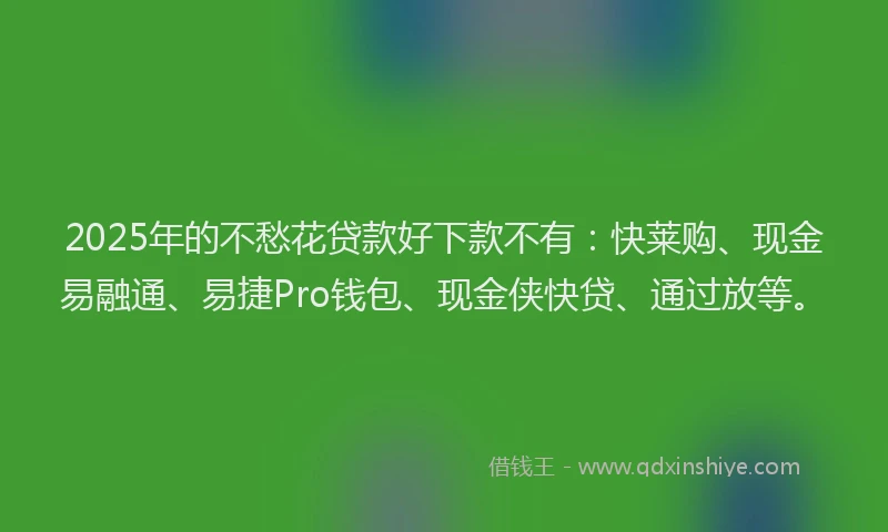 2025年的不愁花贷款好下款不有：快莱购、现金易融通、易捷Pro钱包、现金侠快贷、通过放等。