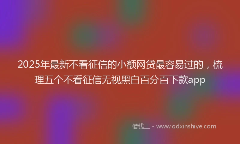 2025年最新不看征信的小额网贷最容易过的，梳理五个不看征信无视黑白百分百下款app