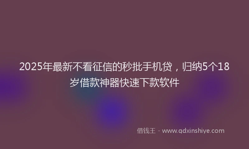 2025年最新不看征信的秒批手机贷，归纳5个18岁借款神器快速下款软件