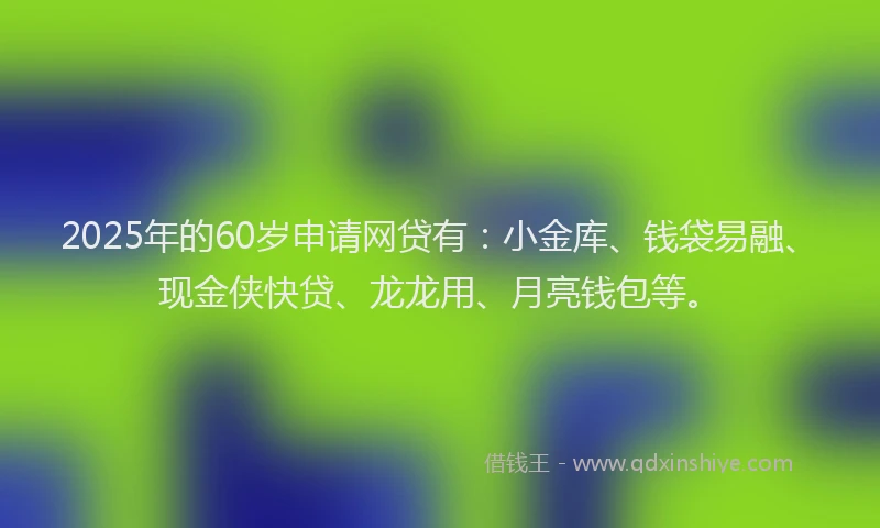 2025年的60岁申请网贷有：小金库、钱袋易融、现金侠快贷、龙龙用、月亮钱包等。