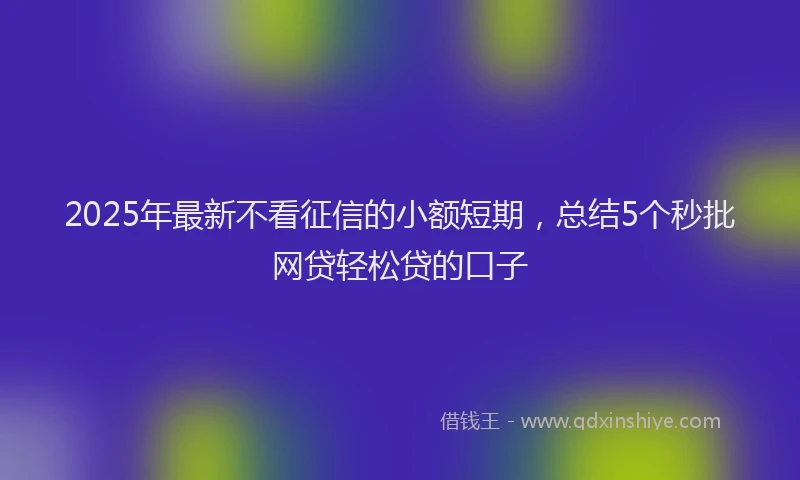 2025年最新不看征信的小额短期，总结5个秒批网贷轻松贷的口子