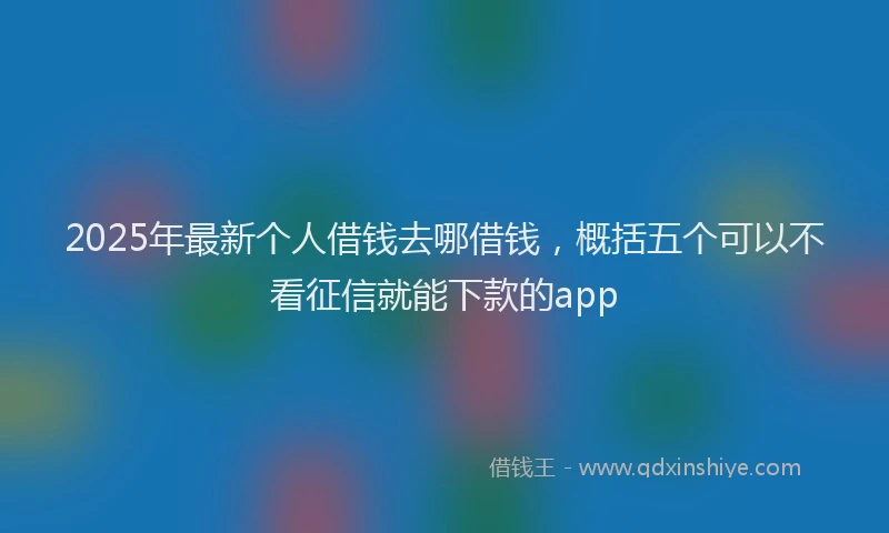 2025年最新个人借钱去哪借钱，概括五个可以不看征信就能下款的app