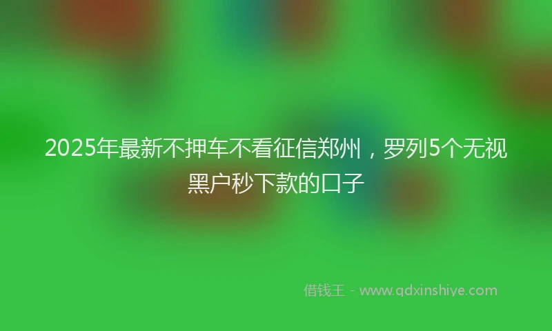 2025年最新不押车不看征信郑州，罗列5个无视黑户秒下款的口子