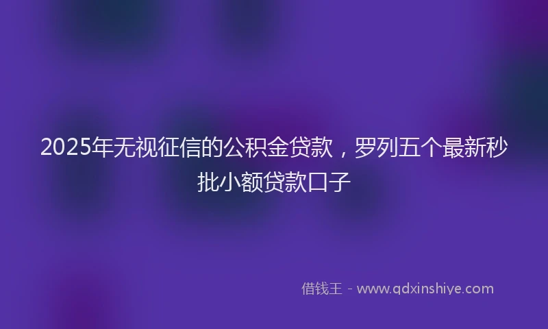 2025年无视征信的公积金贷款，罗列五个最新秒批小额贷款口子