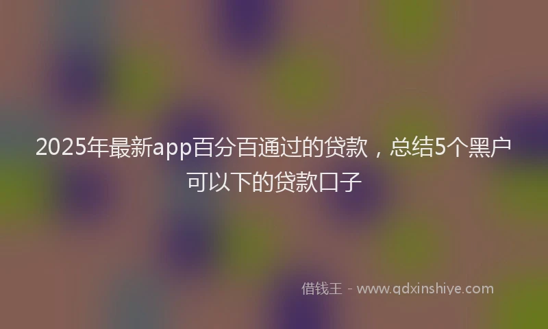 2025年最新app百分百通过的贷款，总结5个黑户可以下的贷款口子