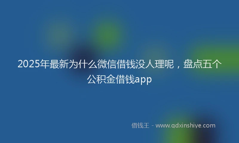 2025年最新为什么微信借钱没人理呢，盘点五个公积金借钱app