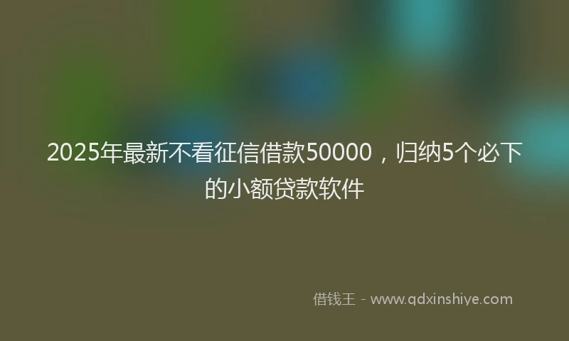 2025年最新不看征信借款50000，归纳5个必下的小额贷款软件