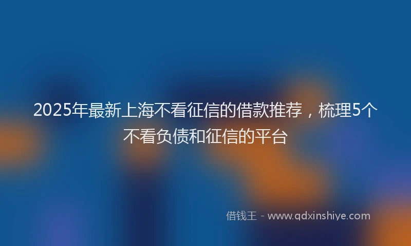 2025年最新上海不看征信的借款推荐，梳理5个不看负债和征信的平台