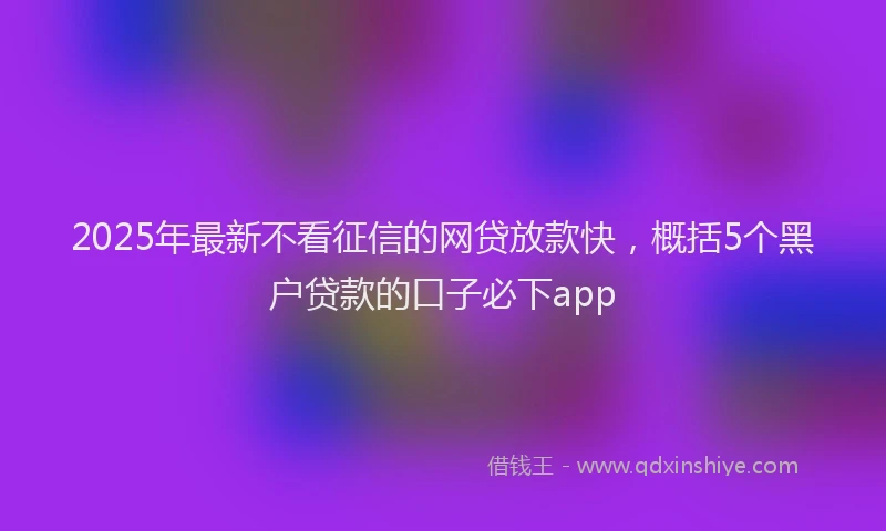 2025年最新不看征信的网贷放款快，概括5个黑户贷款的口子必下app