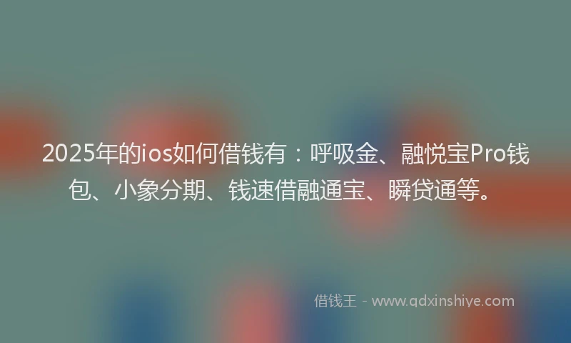 2025年的ios如何借钱有：呼吸金、融悦宝Pro钱包、小象分期、钱速借融通宝、瞬贷通等。