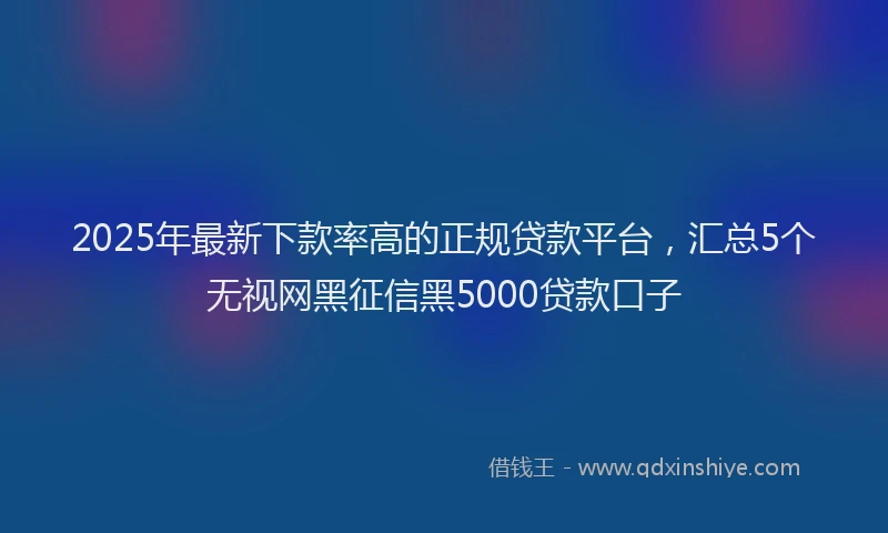 2025年最新下款率高的正规贷款平台，汇总5个无视网黑征信黑5000贷款口子