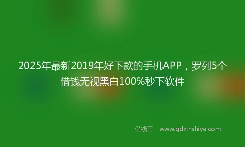 2025年最新2019年好下款的手机APP，罗列5个借钱无视黑白100%秒下软件