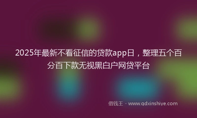 2025年最新不看征信的贷款app日，整理五个百分百下款无视黑白户网贷平台