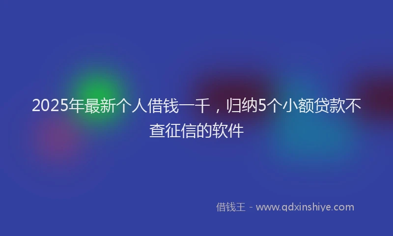 2025年最新个人借钱一千，归纳5个小额贷款不查征信的软件