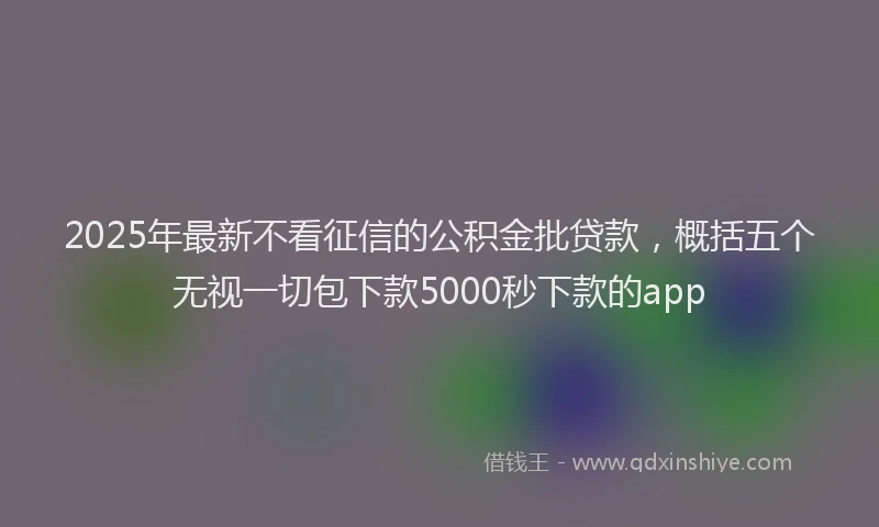 2025年最新不看征信的公积金批贷款，概括五个无视一切包下款5000秒下款的app