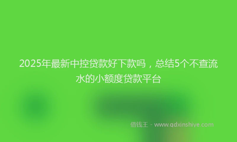 2025年最新中控贷款好下款吗，总结5个不查流水的小额度贷款平台