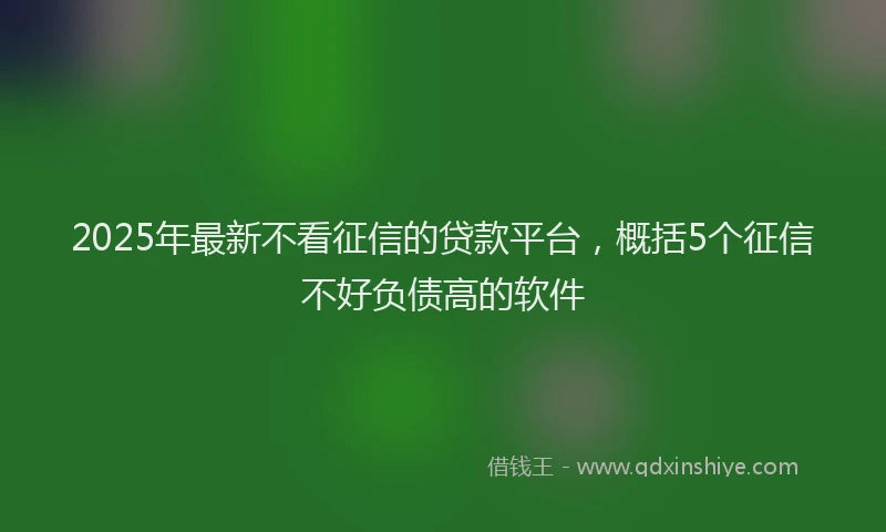2025年最新不看征信的贷款平台，概括5个征信不好负债高的软件