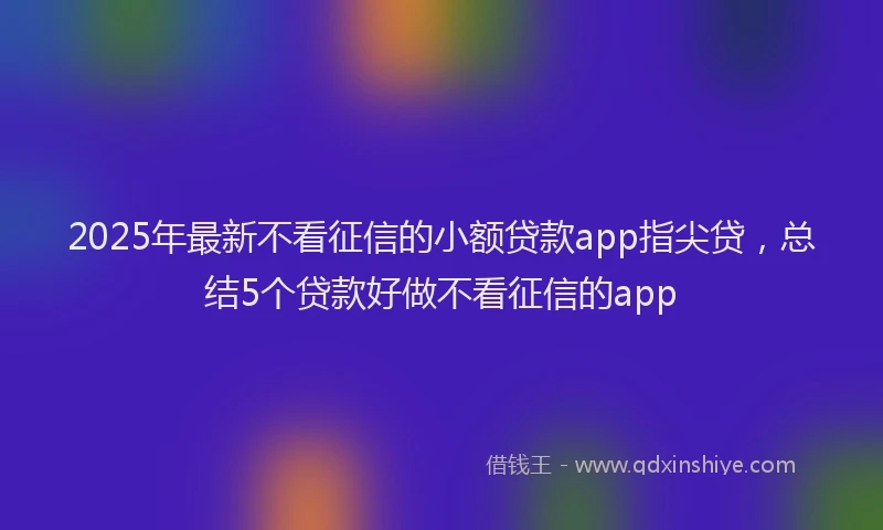 2025年最新不看征信的小额贷款app指尖贷，总结5个贷款好做不看征信的app