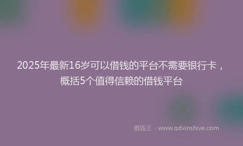 2025年最新16岁可以借钱的平台不需要银行卡，概括5个值得信赖的借钱平台