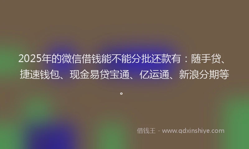 2025年的微信借钱能不能分批还款有：随手贷、捷速钱包、现金易贷宝通、亿运通、新浪分期等。