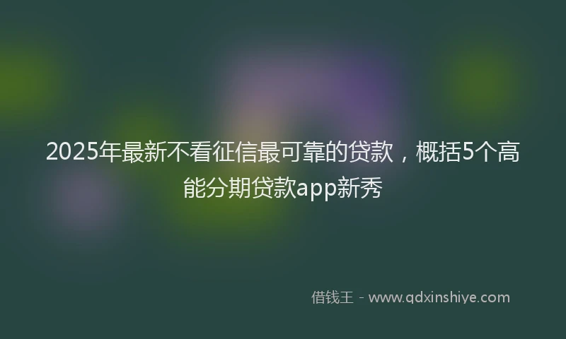 2025年最新不看征信最可靠的贷款，概括5个高能分期贷款app新秀