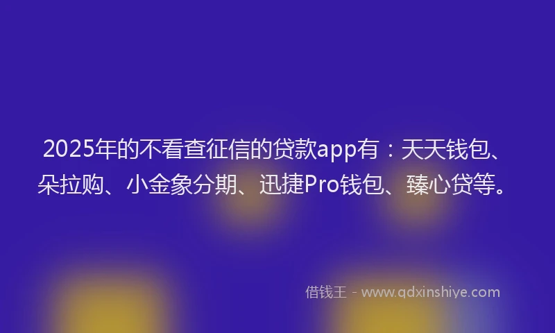 2025年的不看查征信的贷款app有：天天钱包、朵拉购、小金象分期、迅捷Pro钱包、臻心贷等。