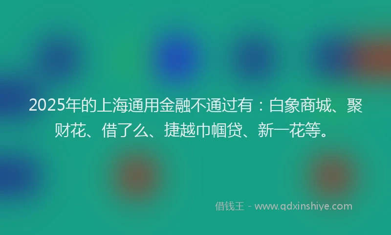 2025年的上海通用金融不通过有：白象商城、聚财花、借了么、捷越巾帼贷、新一花等。