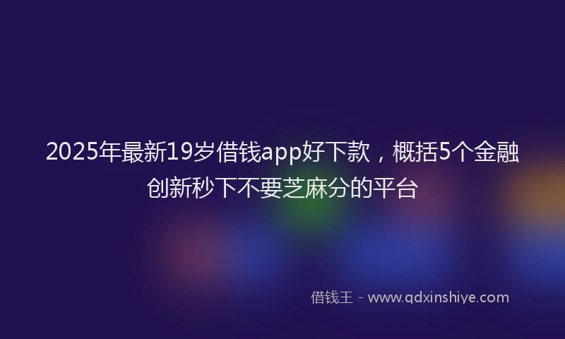 2025年最新19岁借钱app好下款，概括5个金融创新秒下不要芝麻分的平台