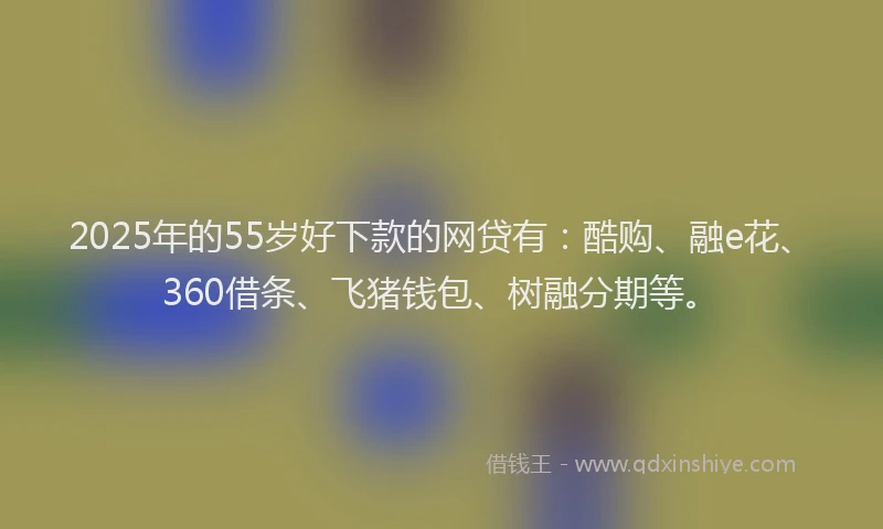 2025年的55岁好下款的网贷有：酷购、融e花、360借条、飞猪钱包、树融分期等。