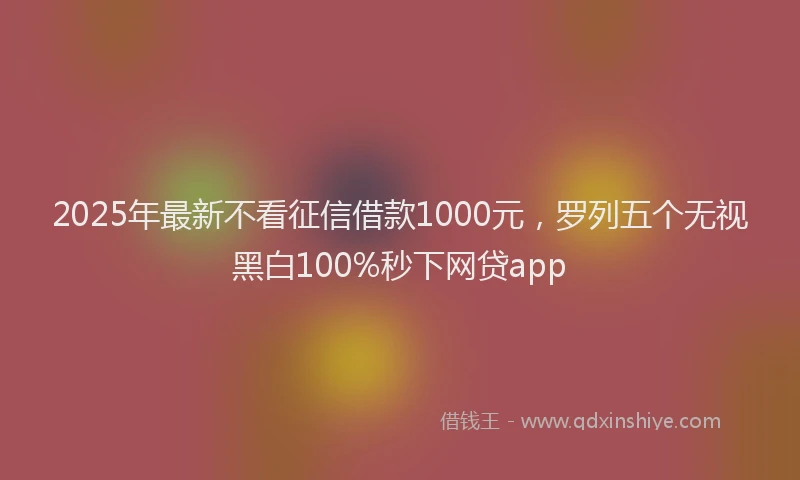 2025年最新不看征信借款1000元，罗列五个无视黑白100%秒下网贷app