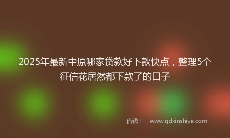 2025年最新中原哪家贷款好下款快点，整理5个征信花居然都下款了的口子