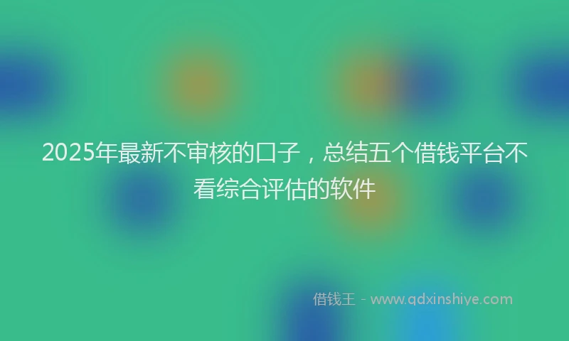 2025年最新不审核的口子，总结五个借钱平台不看综合评估的软件