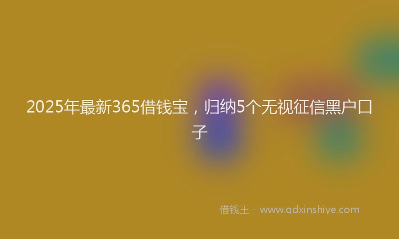2025年最新365借钱宝，归纳5个无视征信黑户口子