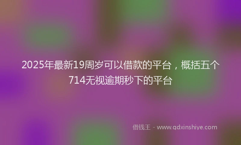 2025年最新19周岁可以借款的平台，概括五个714无视逾期秒下的平台
