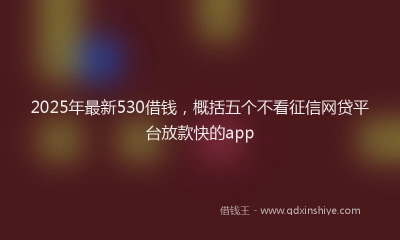 2025年最新530借钱，概括五个不看征信网贷平台放款快的app