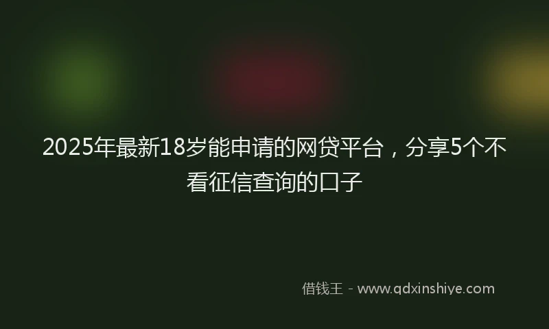 2025年最新18岁能申请的网贷平台，分享5个不看征信查询的口子