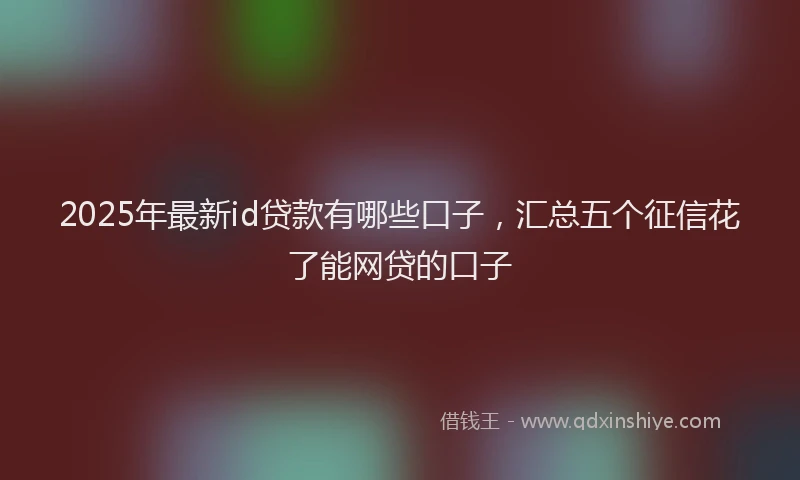 2025年最新id贷款有哪些口子，汇总五个征信花了能网贷的口子