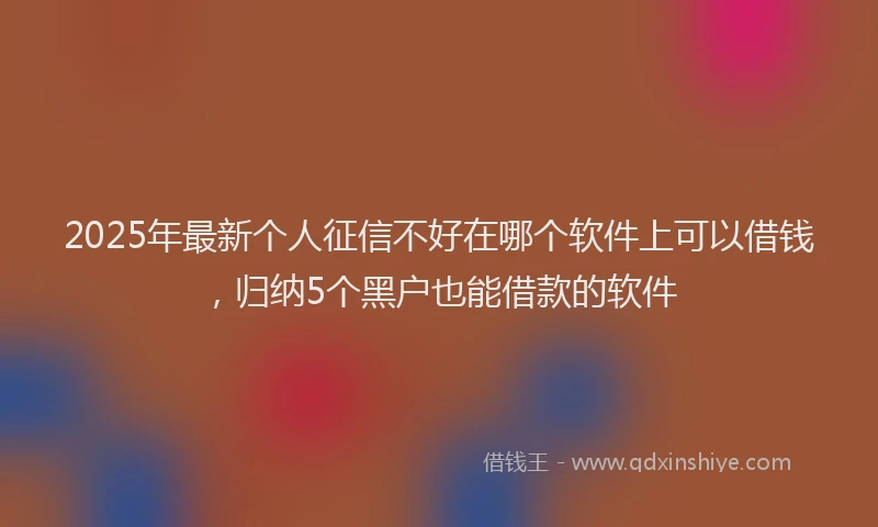 2025年最新个人征信不好在哪个软件上可以借钱，归纳5个黑户也能借款的软件