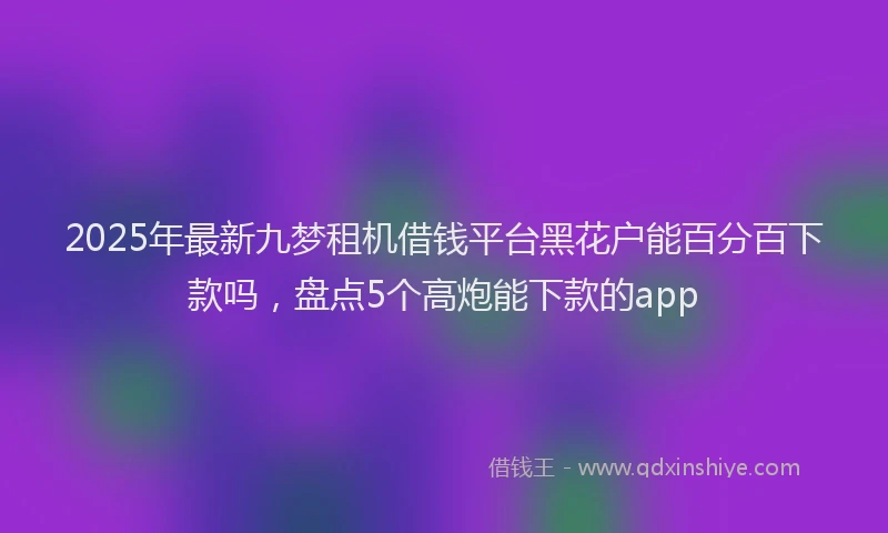 2025年最新九梦租机借钱平台黑花户能百分百下款吗，盘点5个高炮能下款的app